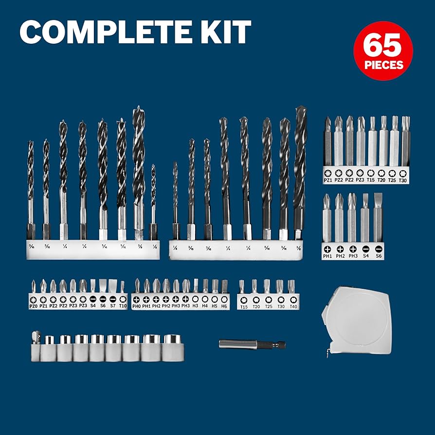 BOSCH  12120038349セット Bosch 65-Piece Drilling and Driving Mixed Set MS4065